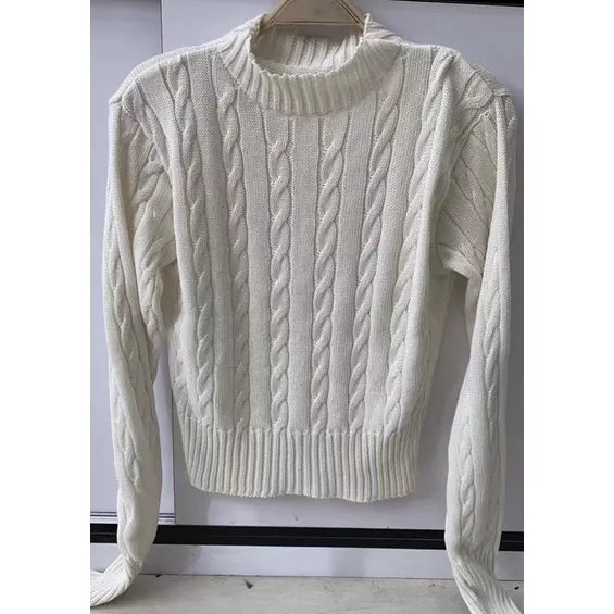 Blusa de Inverno Tricô Cropped Manga Longa