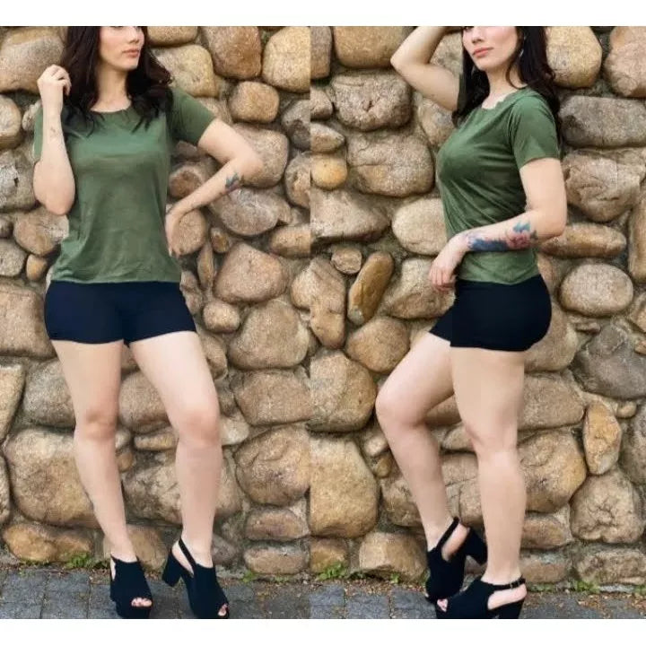 Blusa Suede T-shirt Manga Curta
