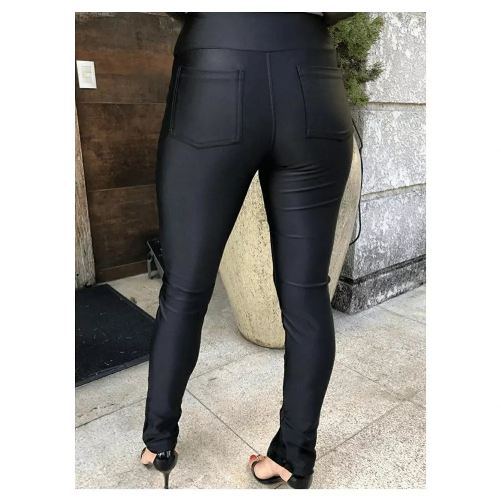 Calça Couro Cirre Ziper Inverno