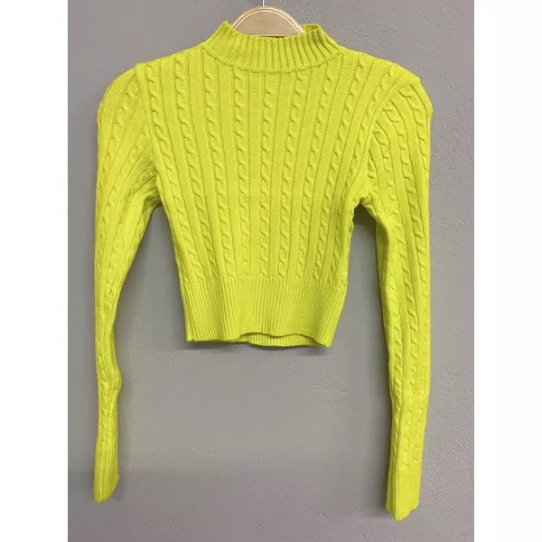 Blusa de Inverno Tricô Cropped Manga Longa