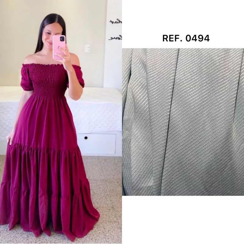 Vestido Longo Lastex  Tons