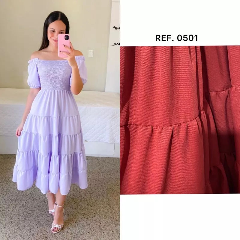 Vestido Longo Lastex  Tons