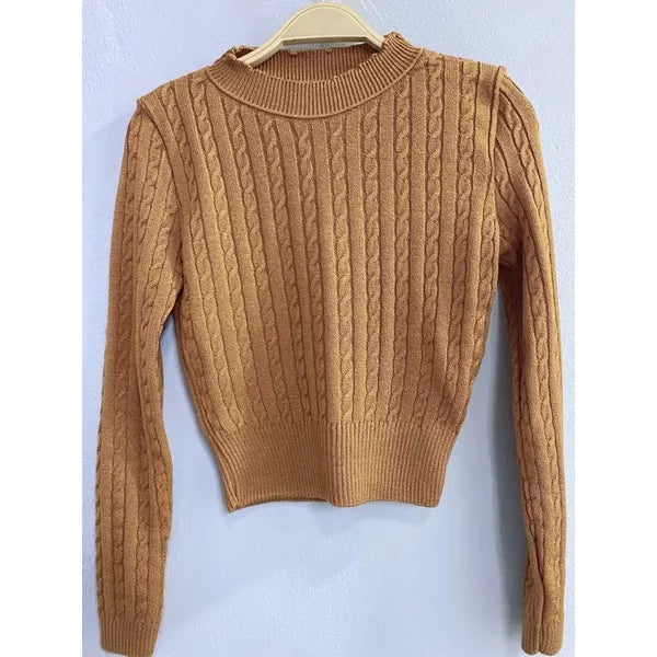 Blusa de Inverno Tricô Cropped Manga Longa