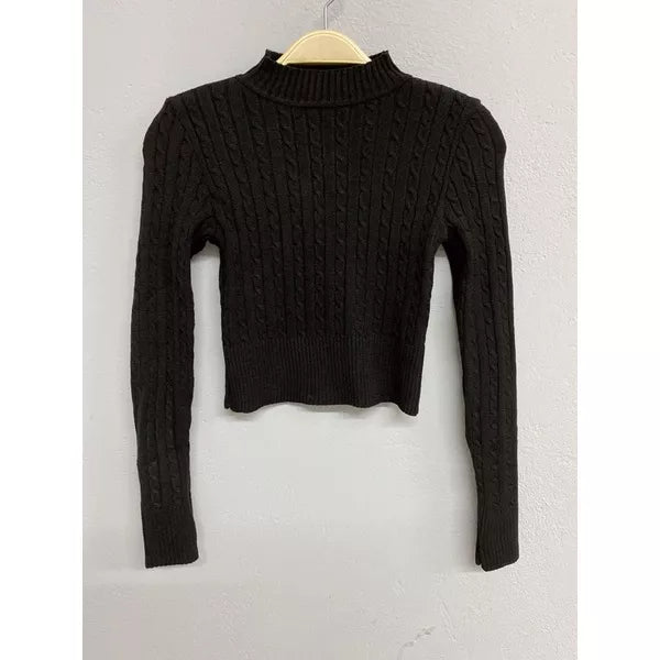 Blusa de Inverno Tricô Cropped Manga Longa