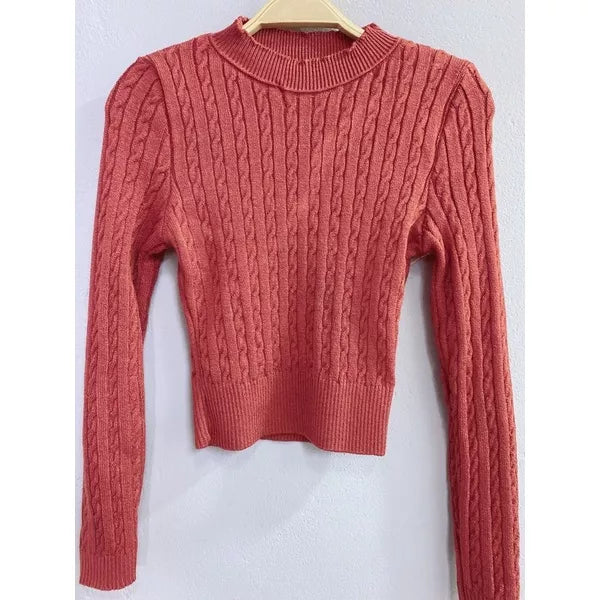 Blusa de Inverno Tricô Cropped Manga Longa