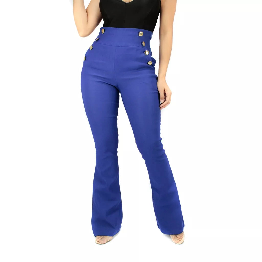 Calça Flare Feminina Botões Bengaline Inverno