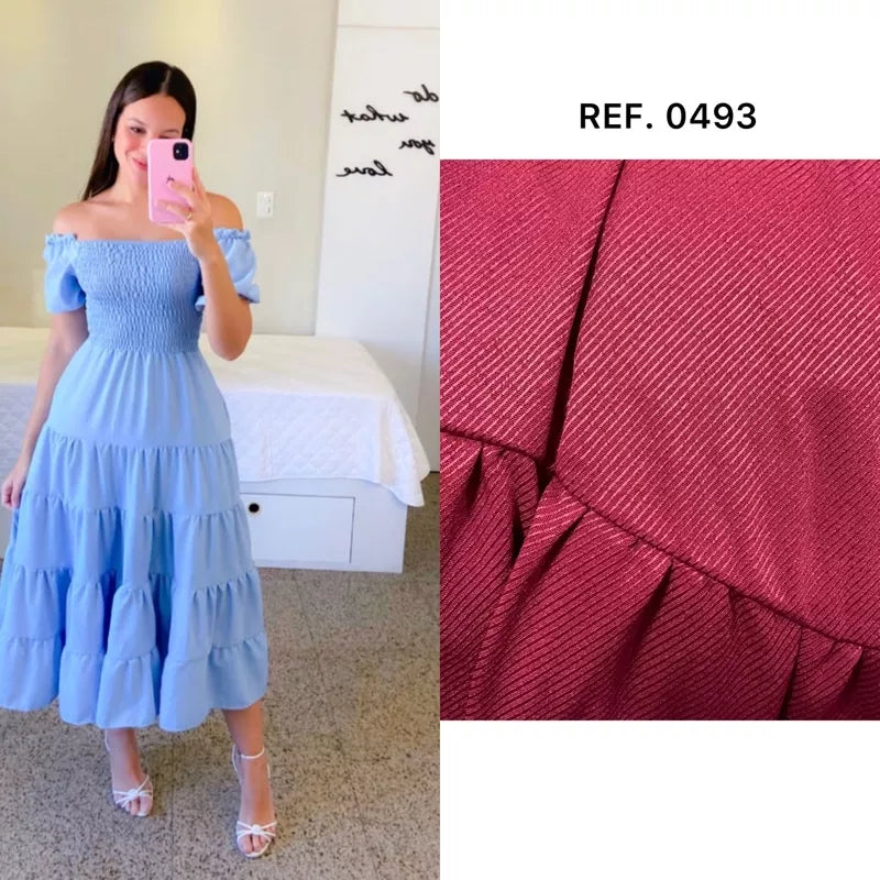 Vestido Longo Lastex  Tons