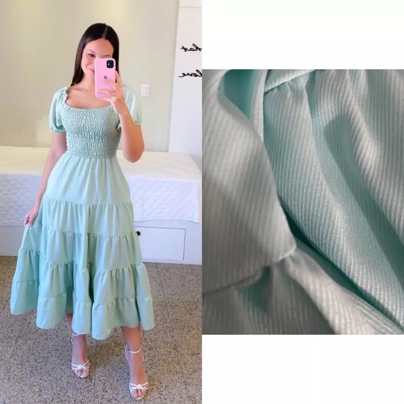 Vestido Longo Lastex  Tons