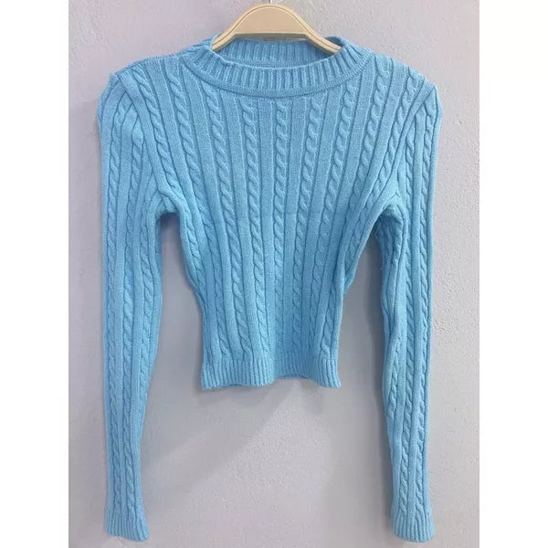 Blusa de Inverno Tricô Cropped Manga Longa