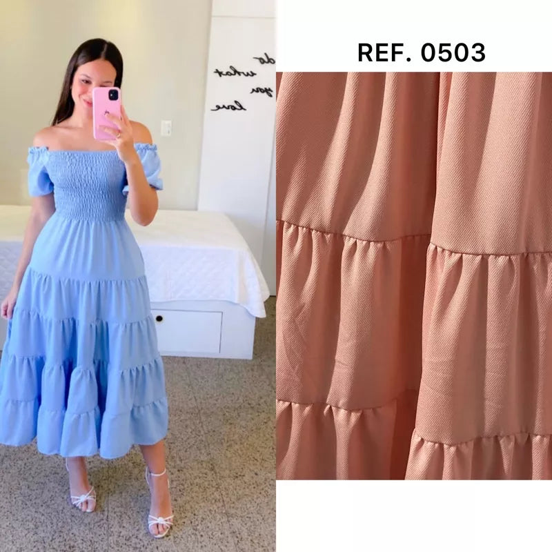 Vestido Longo Lastex  Tons