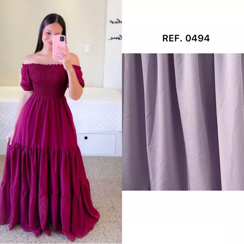 Vestido Longo Lastex  Tons