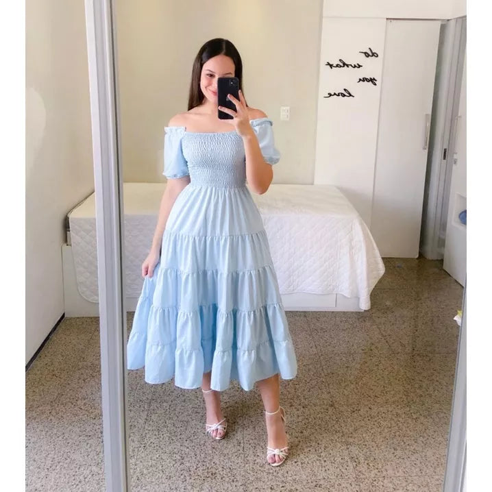 Vestido Longo Lastex  Tons