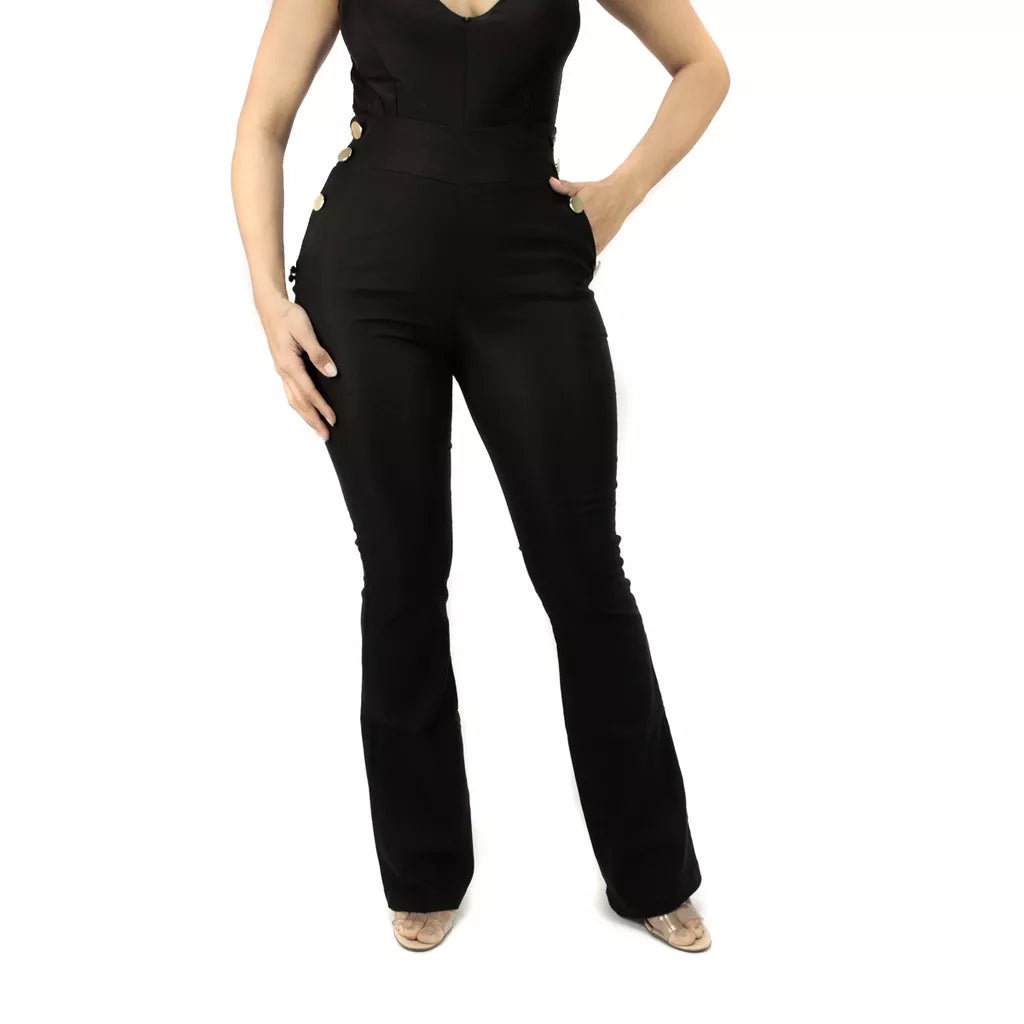 Calça Flare Feminina Botões Bengaline Inverno