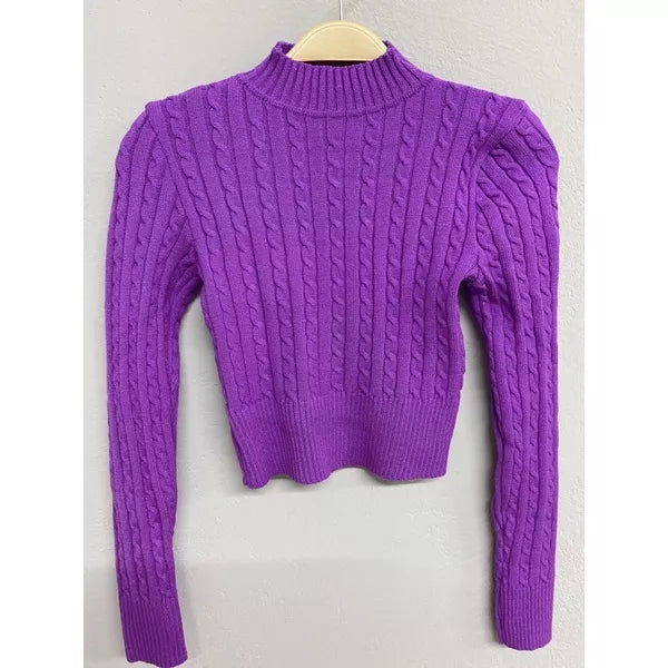 Blusa de Inverno Tricô Cropped Manga Longa