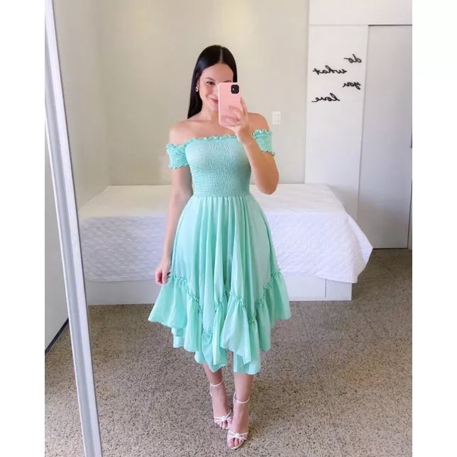 Vestido Longo Lastex  Tons