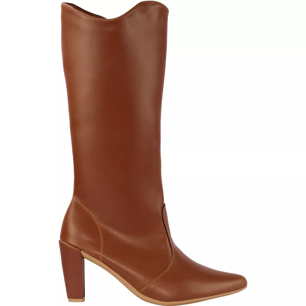 Bota Cano Longo Bico Fino Saltinho Confortável Inverno