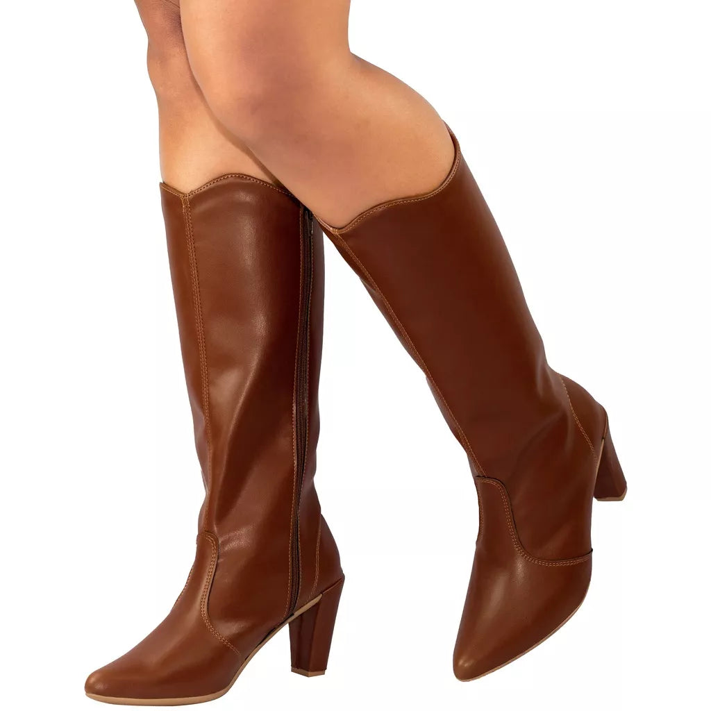 Bota Cano Longo Bico Fino Saltinho Confortável Inverno