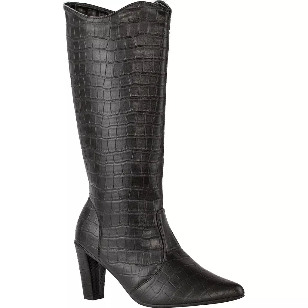 Bota Cano Longo Bico Fino Saltinho Confortável Inverno