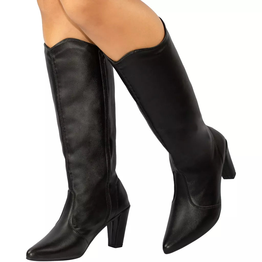 Bota Cano Longo Bico Fino Saltinho Confortável Inverno
