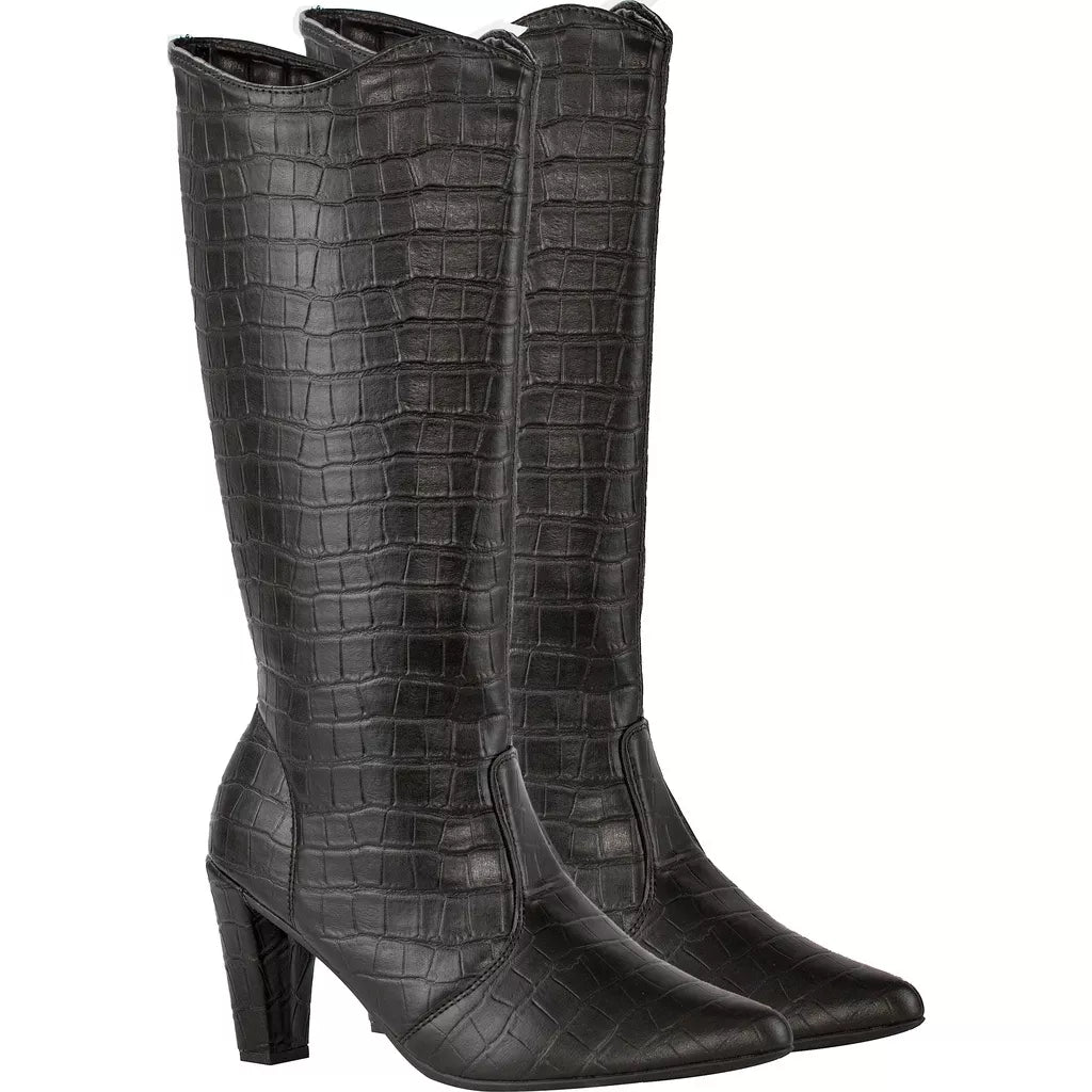 Bota Cano Longo Bico Fino Saltinho Confortável Inverno