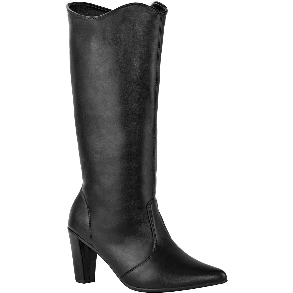 Bota Cano Longo Bico Fino Saltinho Confortável Inverno