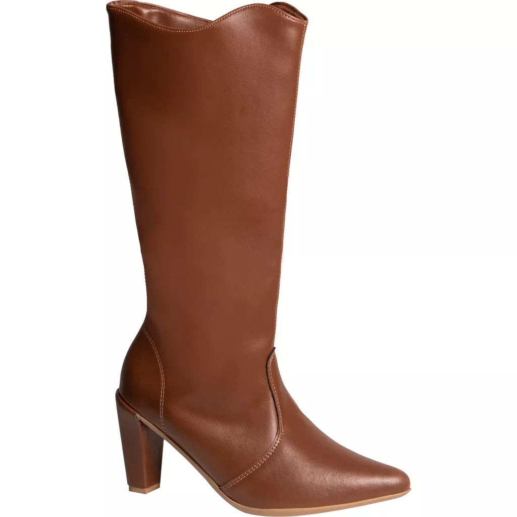 Bota Cano Longo Bico Fino Saltinho Confortável Inverno