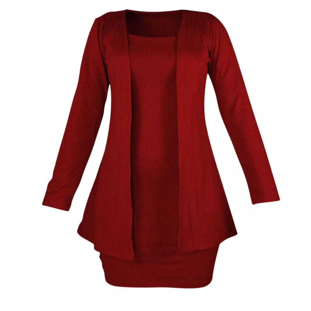 Conjunto Feminino Vestido e Casaco Coleção de Inverno