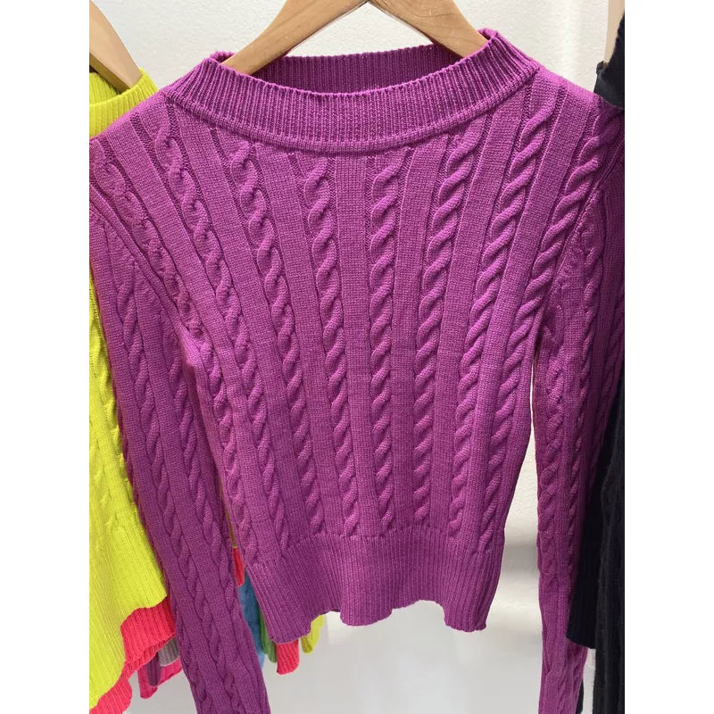 Blusa de Inverno Tricô Cropped Manga Longa