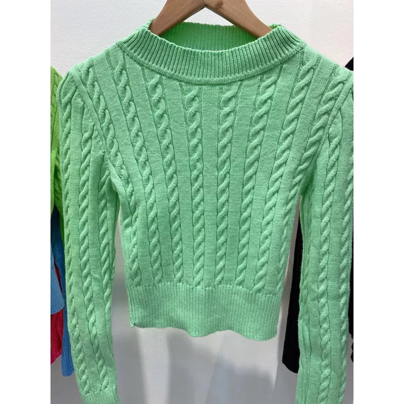 Blusa de Inverno Tricô Cropped Manga Longa