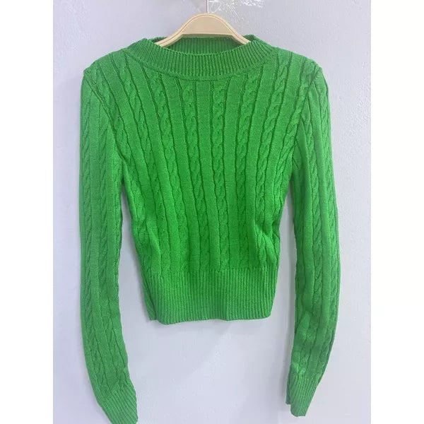 Blusa de Inverno Tricô Cropped Manga Longa