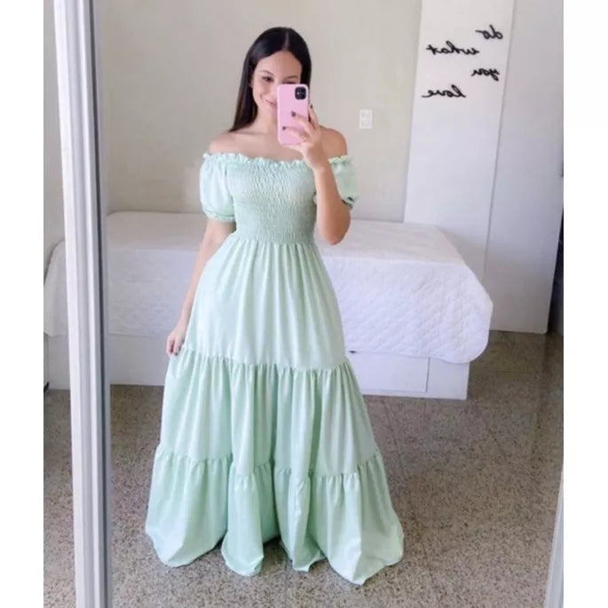 Vestido Longo Lastex  Tons