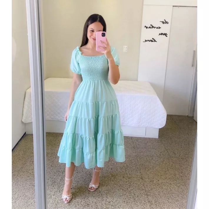 Vestido Longo Lastex  Tons