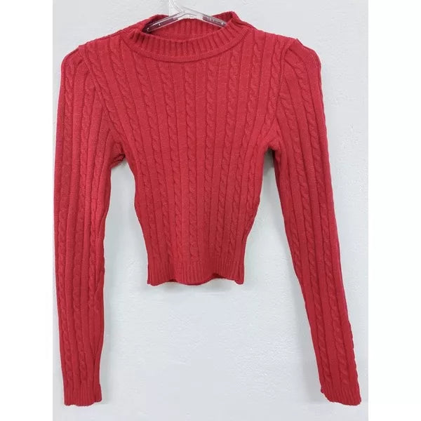 Blusa de Inverno Tricô Cropped Manga Longa