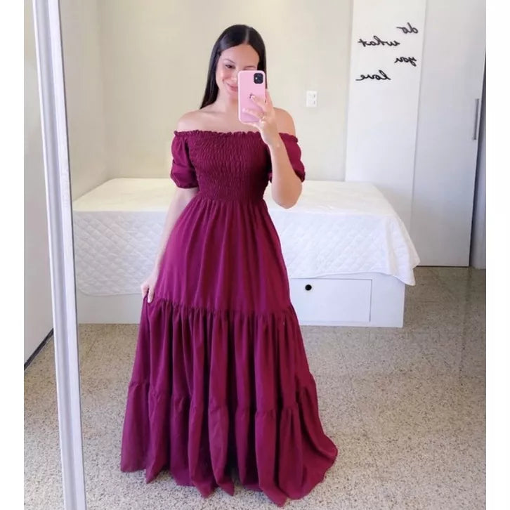 Vestido Longo Lastex  Tons