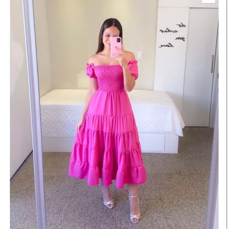 Vestido Longo Lastex  Tons
