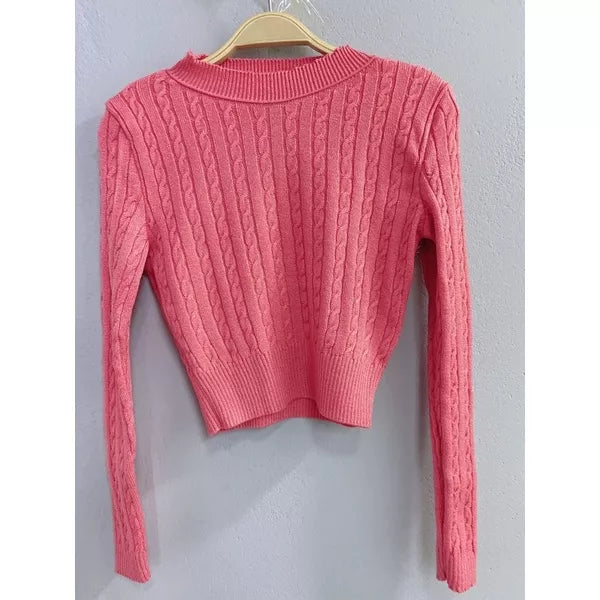 Blusa de Inverno Tricô Cropped Manga Longa