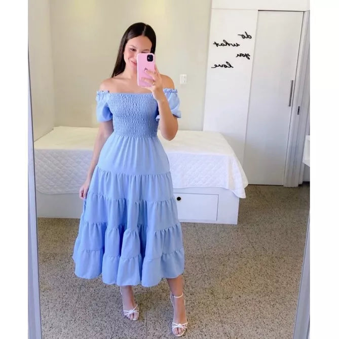 Vestido Longo Lastex  Tons