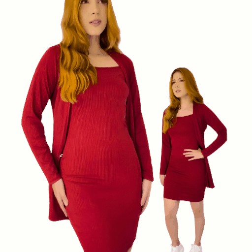 Conjunto Feminino Vestido e Casaco Coleção de Inverno